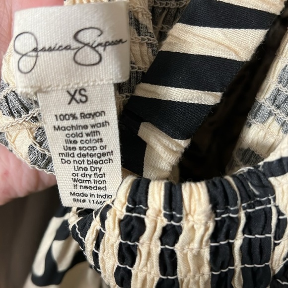 Jessica Simpson High Neck Tan and Black Print Jumpsuit - Picture 7 of 7